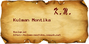 Kulman Montika névjegykártya